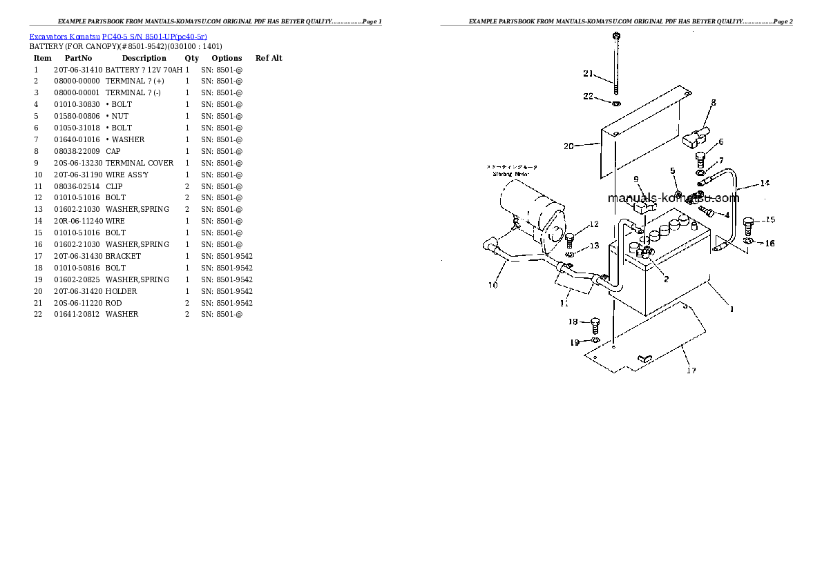 Protected: PC40-5 S/N 8501-UP Partsbook