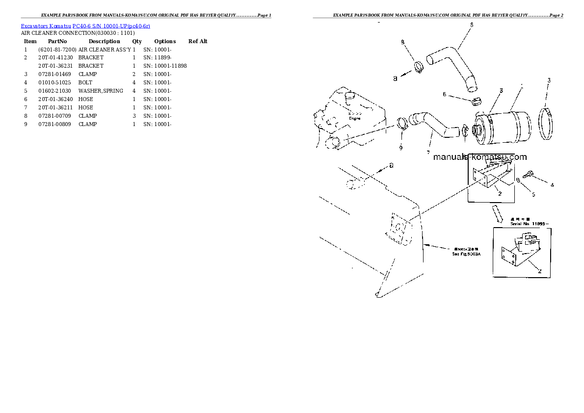 PC40-6 S/N 10001-UP Partsbook