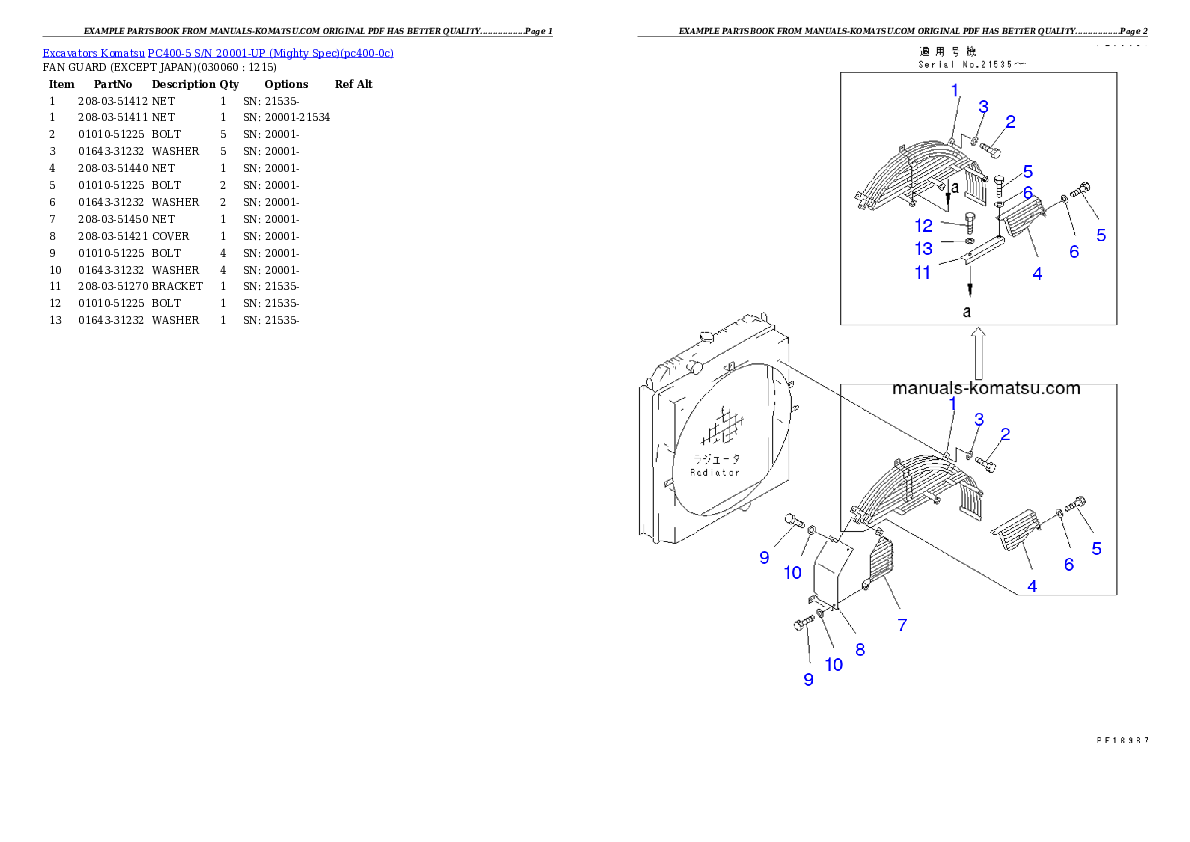 Protected: PC400-5 S/N 20001-UP (Mighty Spec) Partsbook