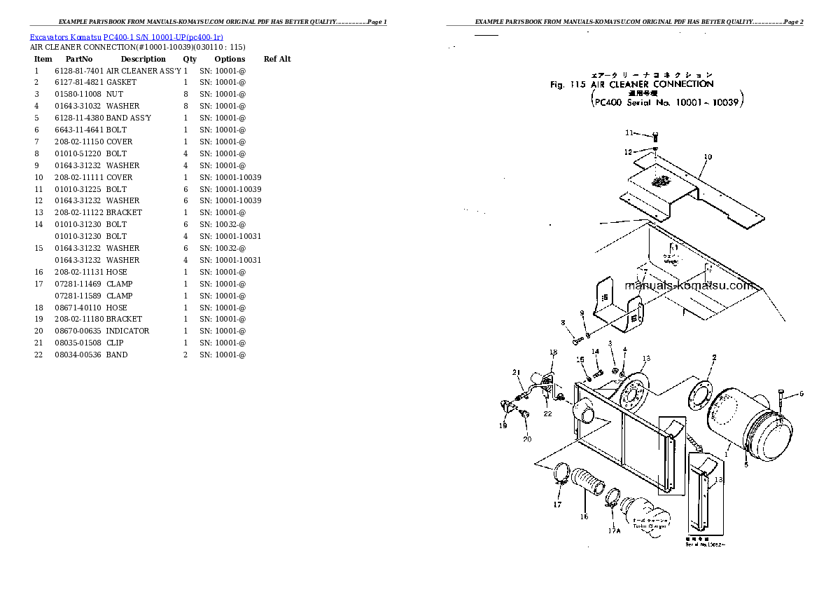 Protected: PC400-1 S/N 10001-UP Partsbook