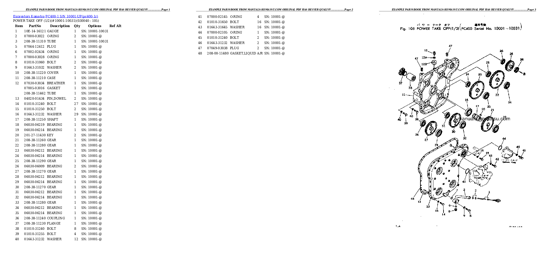 Protected: PC400-1 S/N 10001-UP Partsbook