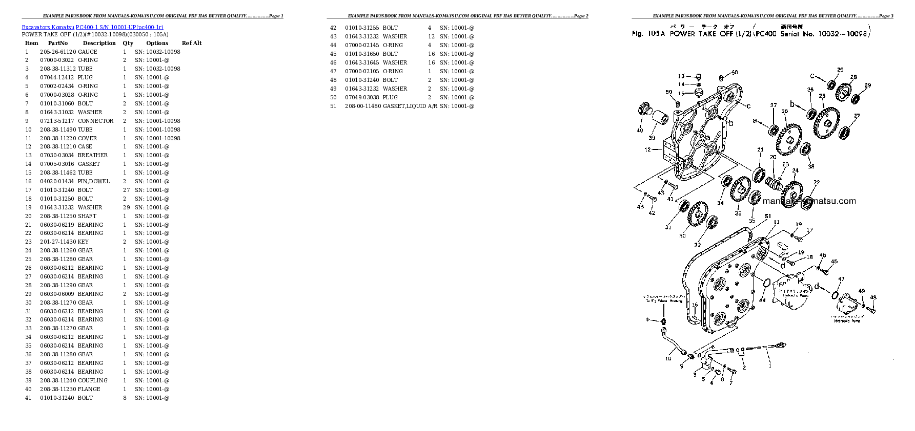 Protected: PC400-1 S/N 10001-UP Partsbook