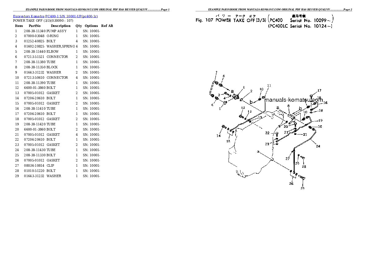 Protected: PC400-1 S/N 10001-UP Partsbook