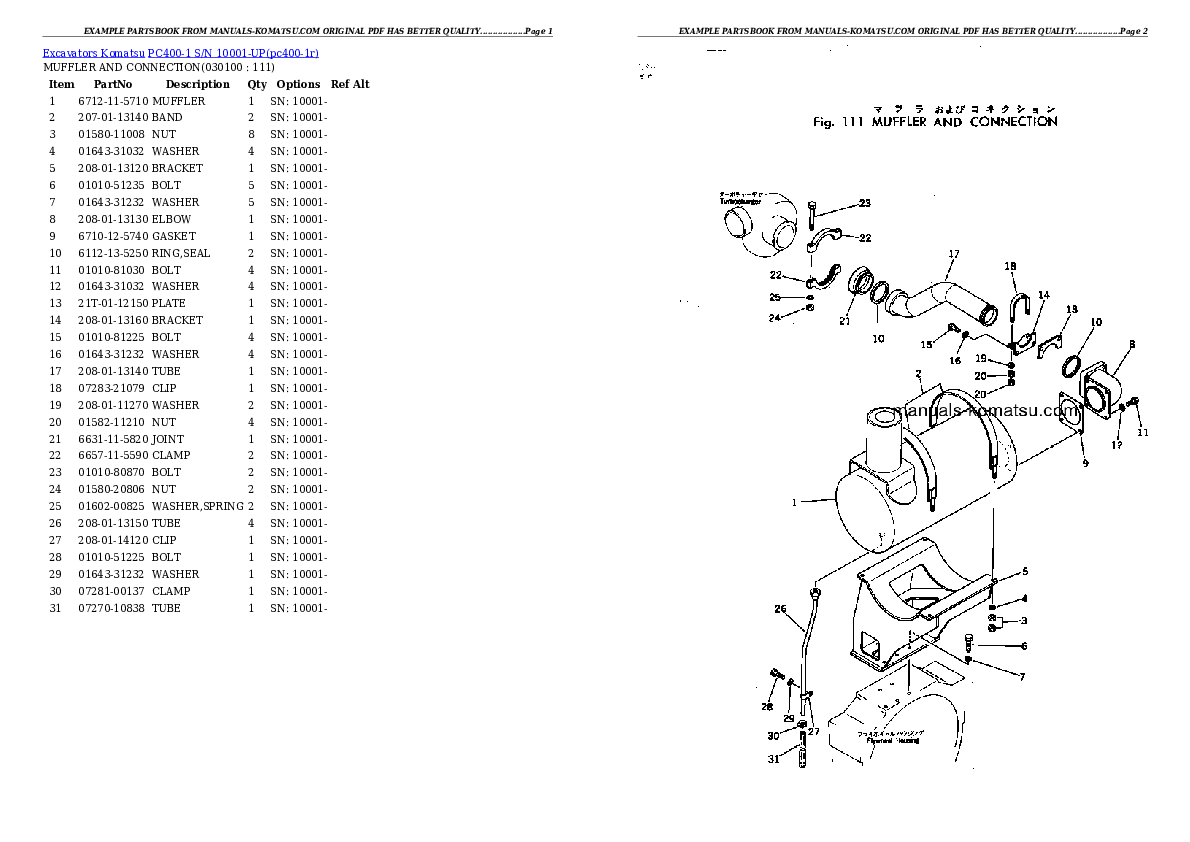 Protected: PC400-1 S/N 10001-UP Partsbook