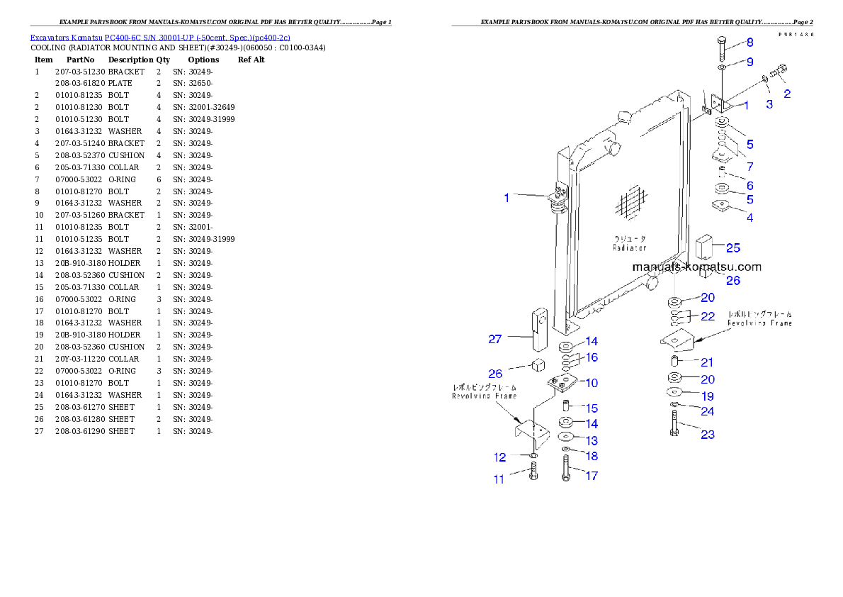 Protected: PC400-6C S/N 30001-UP (-50cent. Spec.) Partsbook