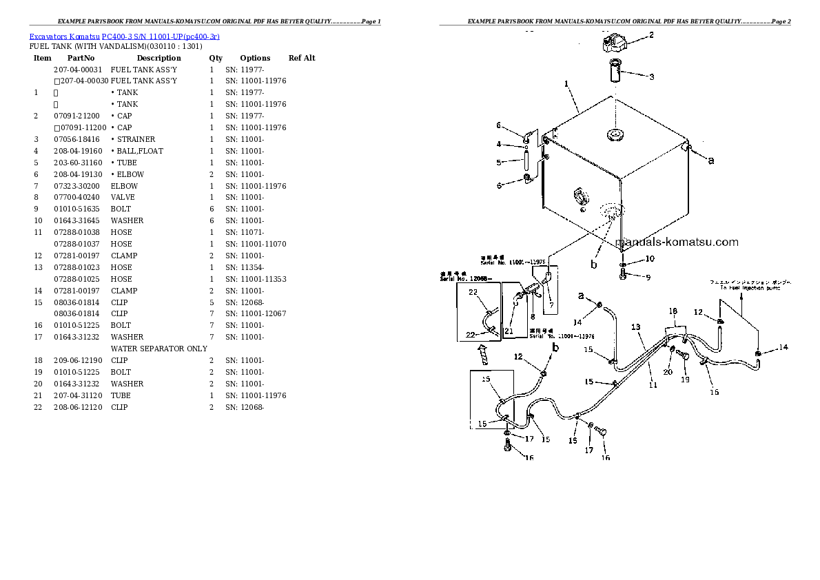 Protected: PC400-3 S/N 11001-UP Partsbook