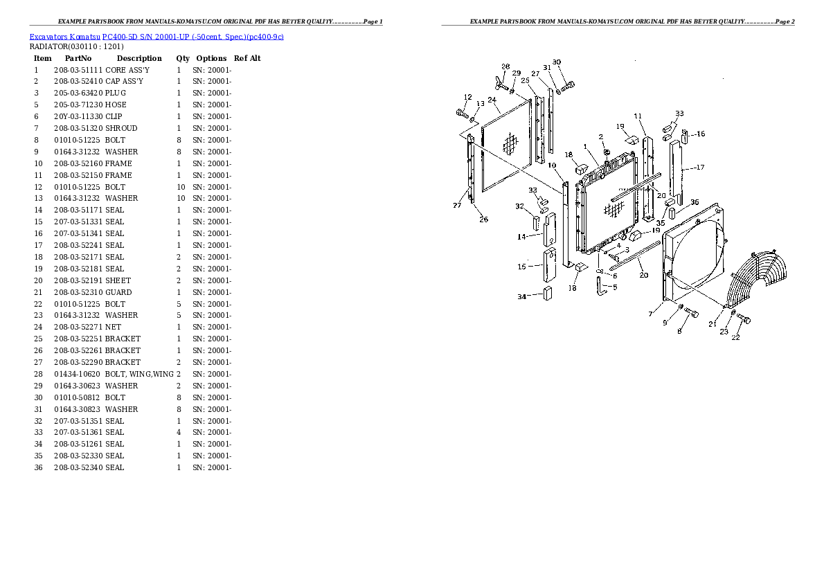 Protected: PC400-5D S/N 20001-UP (-50cent. Spec.) Partsbook