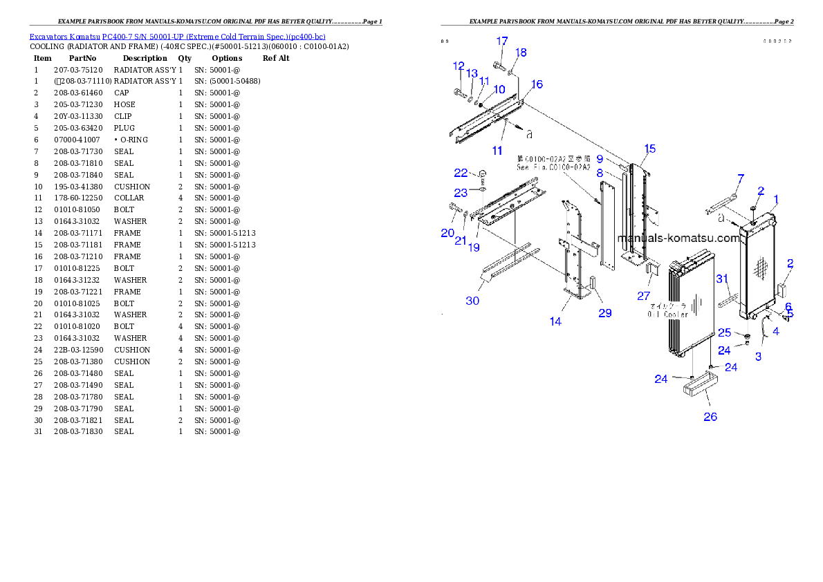 Protected: PC400-7 S/N 50001-UP (Extreme Cold Terrain Spec.) Partsbook
