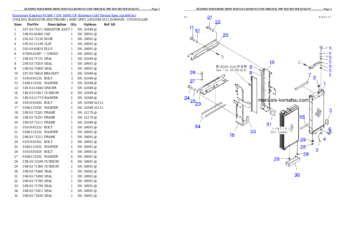 Protected: PC400-7 S/N 50001-UP (Extreme Cold Terrain Spec.) Partsbook