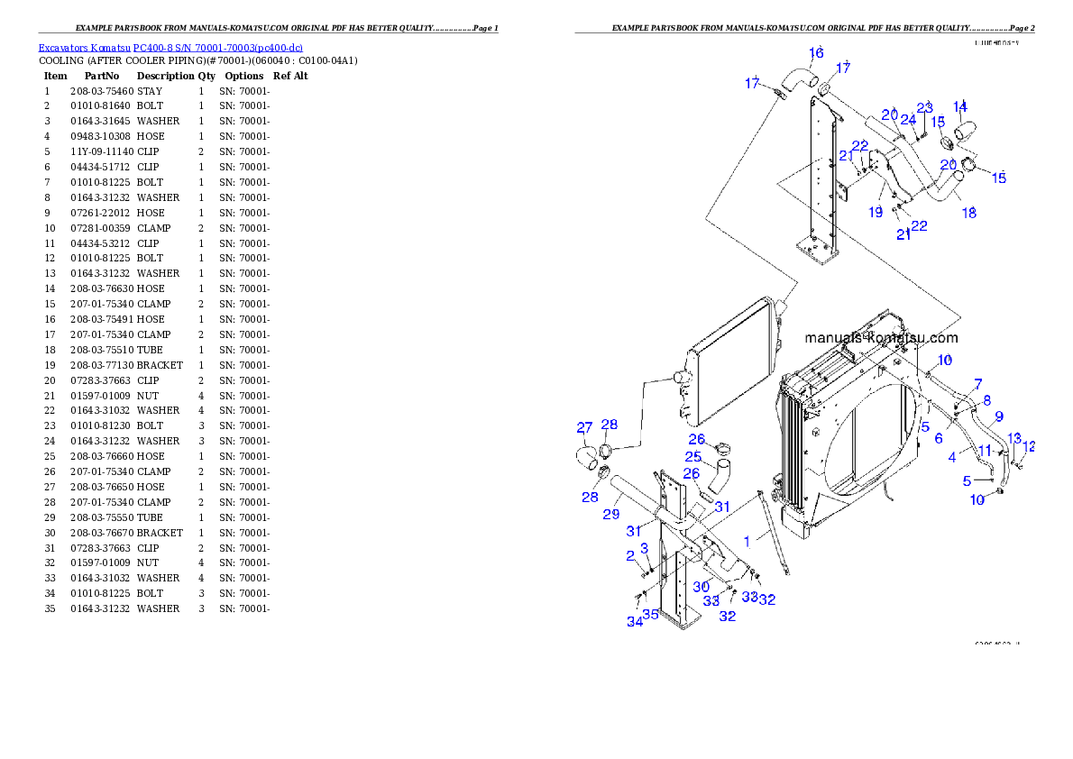 Protected: PC400-8 S/N 70001-70003 Partsbook