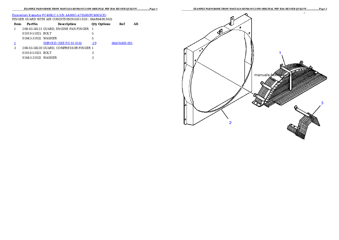 Protected: PC400LC-5 S/N A40001-A70500 Partsbook