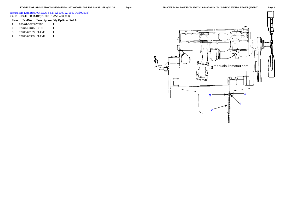Protected: PC400LC-5 S/N A40001-A70500 Partsbook