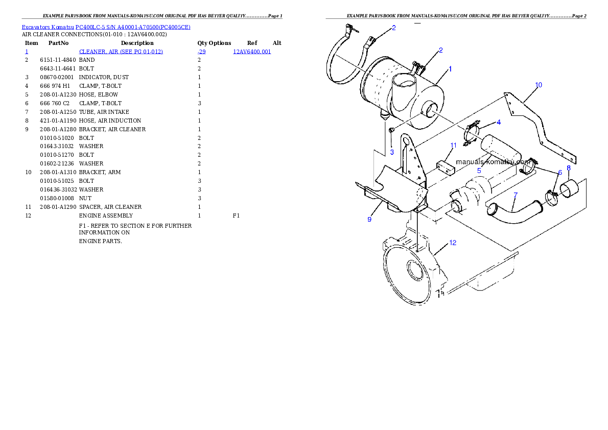 Protected: PC400LC-5 S/N A40001-A70500 Partsbook