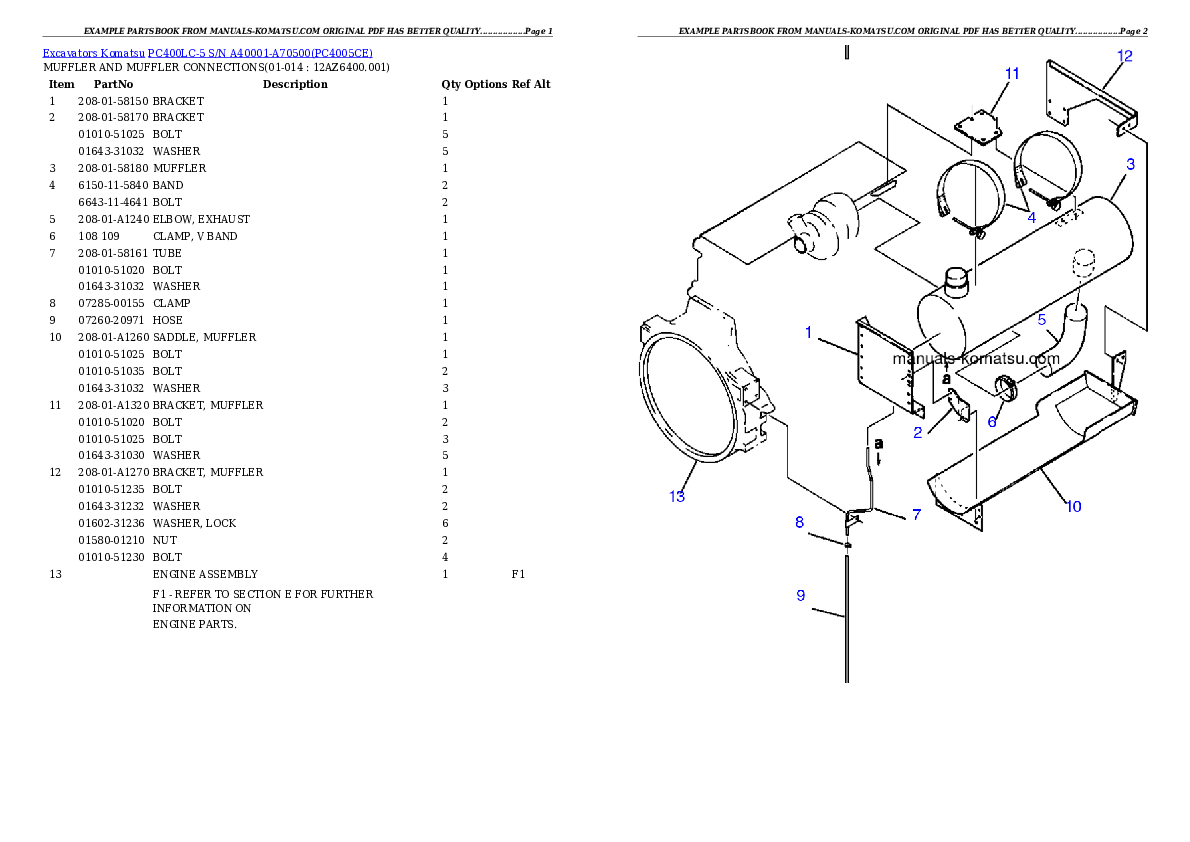 Protected: PC400LC-5 S/N A40001-A70500 Partsbook