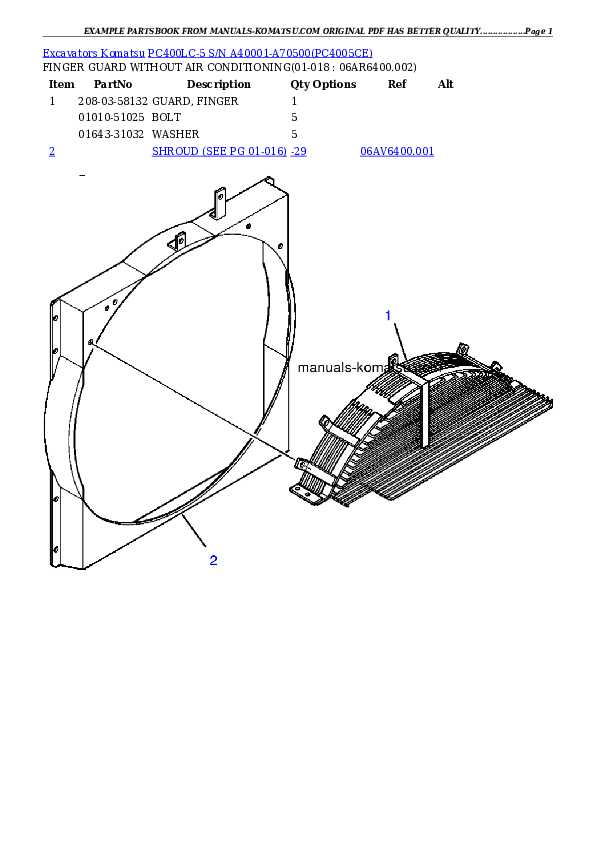 Protected: PC400LC-5 S/N A40001-A70500 Partsbook