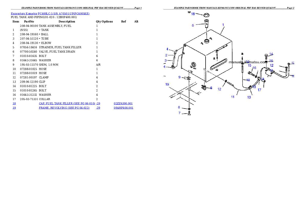 Protected: PC400LC-5 S/N A70501-UP Partsbook