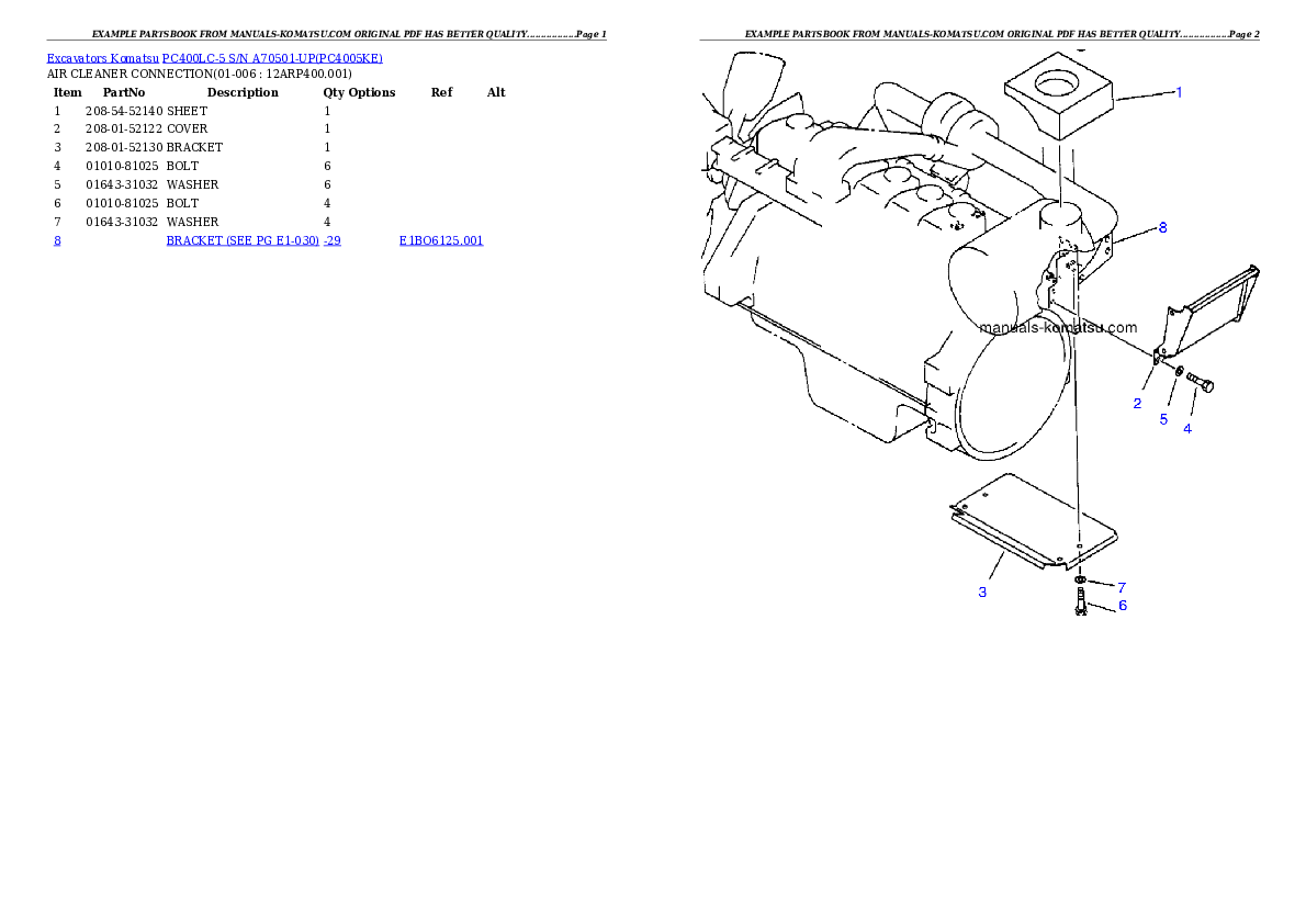 Protected: PC400LC-5 S/N A70501-UP Partsbook