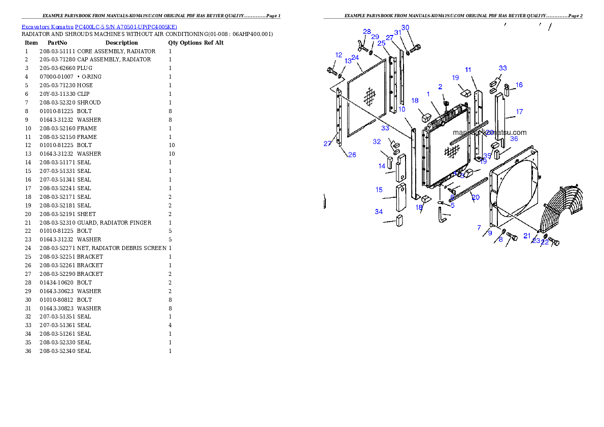 Protected: PC400LC-5 S/N A70501-UP Partsbook