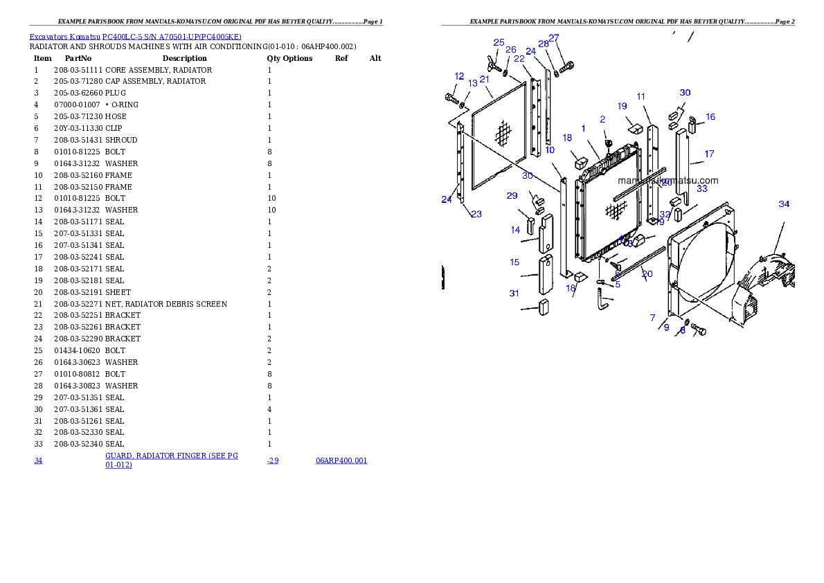 Protected: PC400LC-5 S/N A70501-UP Partsbook