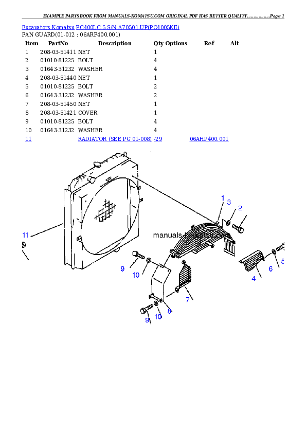 Protected: PC400LC-5 S/N A70501-UP Partsbook