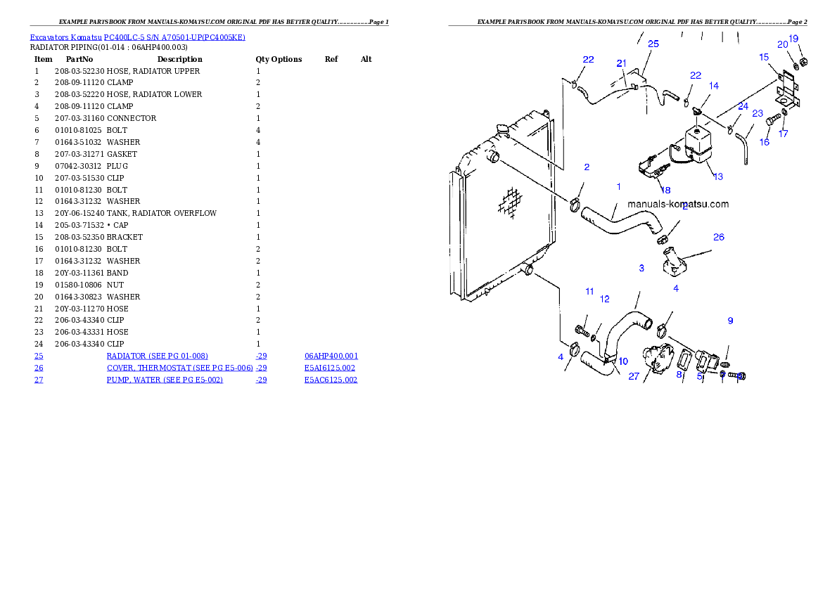 Protected: PC400LC-5 S/N A70501-UP Partsbook