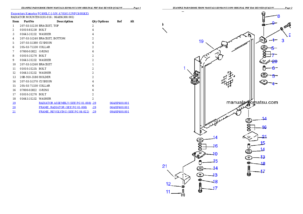 Protected: PC400LC-5 S/N A70501-UP Partsbook
