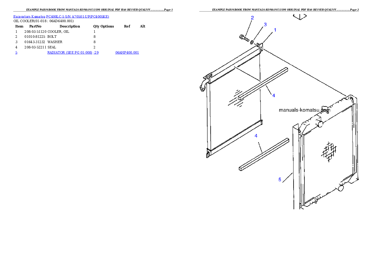 Protected: PC400LC-5 S/N A70501-UP Partsbook