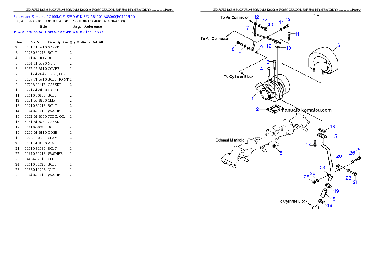 Protected: PC400LC-6LK/HD-6LK S/N A84001-A85000 Partsbook