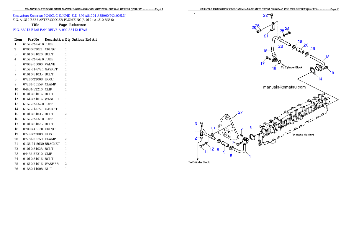 Protected: PC400LC-6LK/HD-6LK S/N A84001-A85000 Partsbook