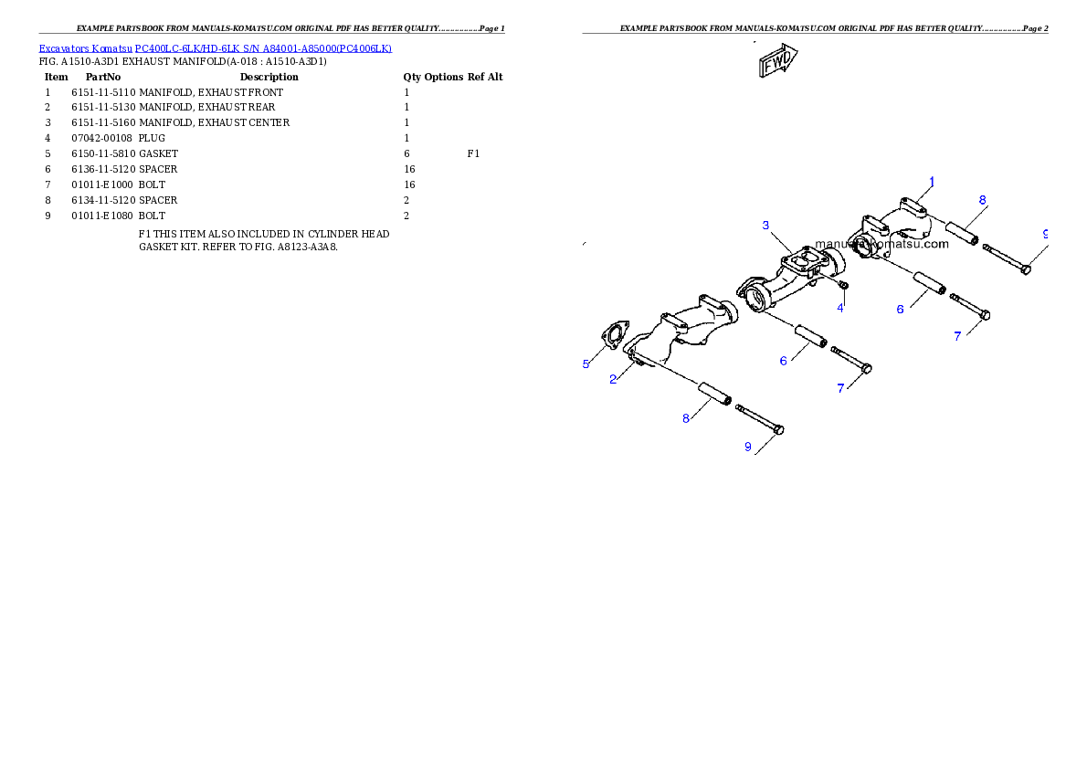 Protected: PC400LC-6LK/HD-6LK S/N A84001-A85000 Partsbook