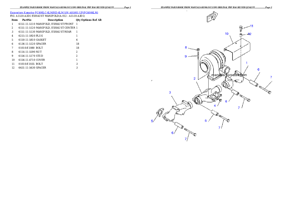 Protected: PC400LC-6LM/HD-6LM S/N A85001-UP Partsbook