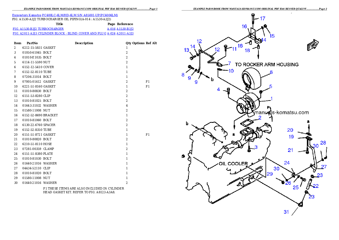 Protected: PC400LC-6LM/HD-6LM S/N A85001-UP Partsbook