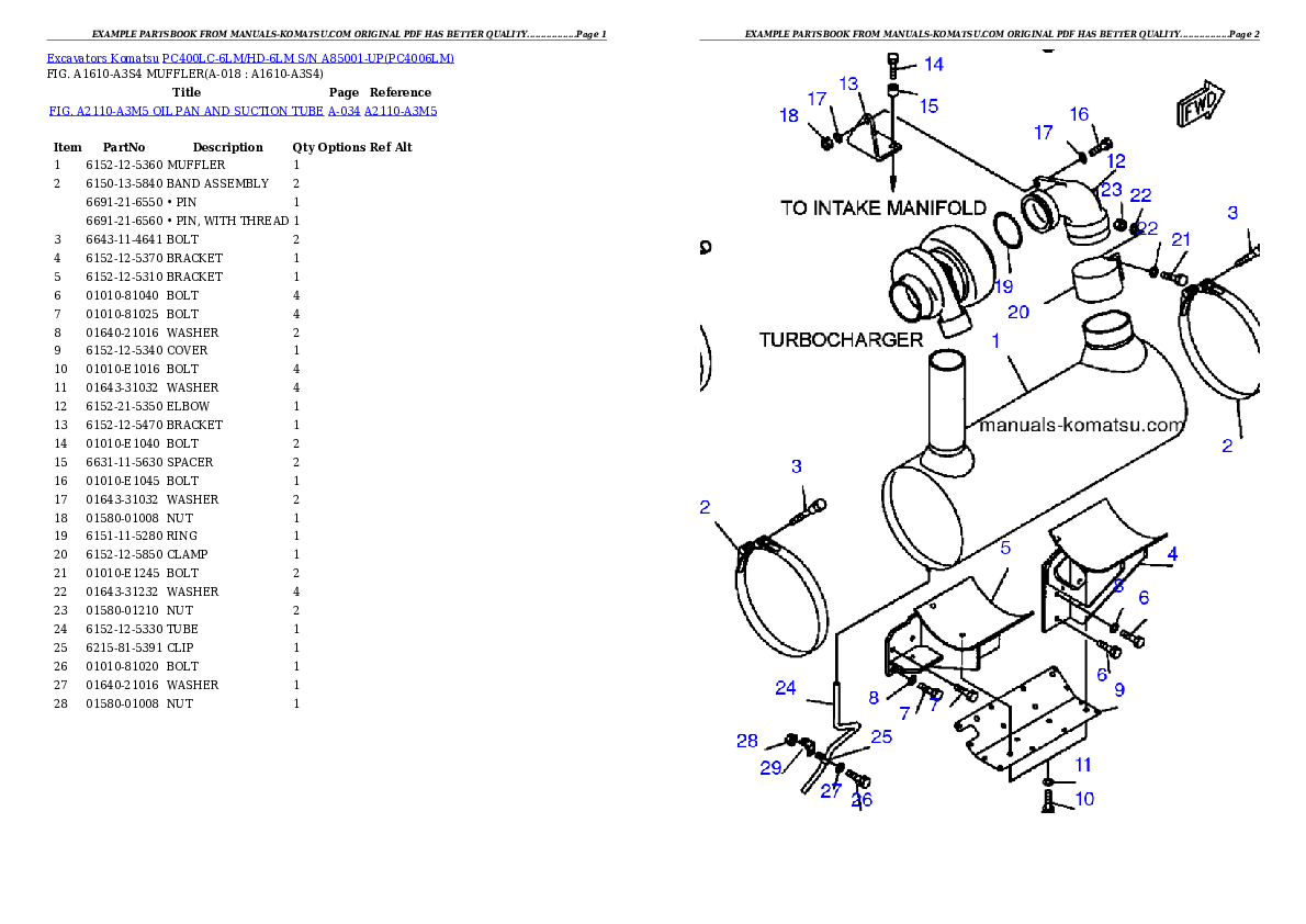 Protected: PC400LC-6LM/HD-6LM S/N A85001-UP Partsbook