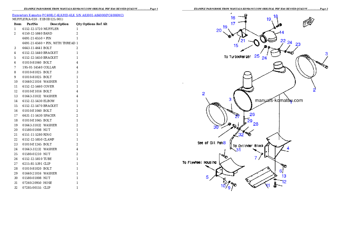 Protected: PC400LC-6LK/HD-6LK S/N A83001-A84000 Partsbook