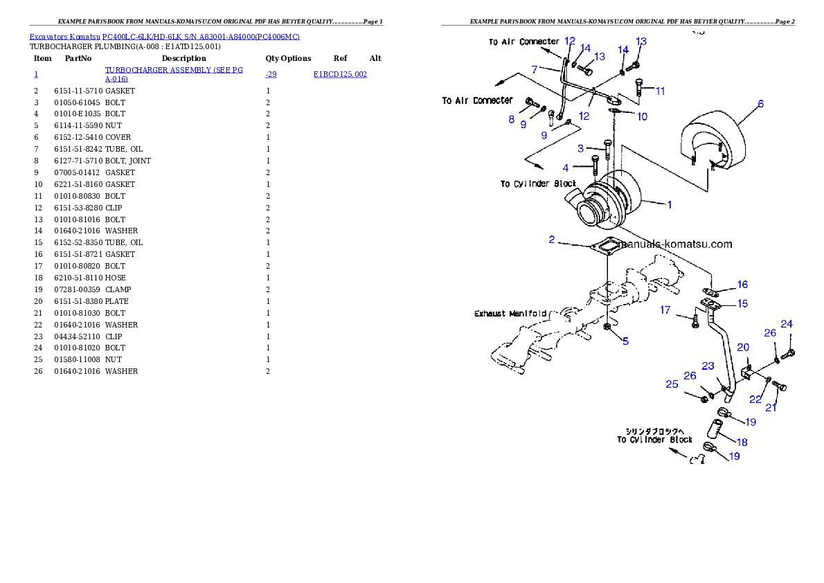 Protected: PC400LC-6LK/HD-6LK S/N A83001-A84000 Partsbook
