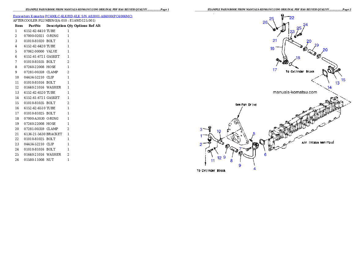 Protected: PC400LC-6LK/HD-6LK S/N A83001-A84000 Partsbook