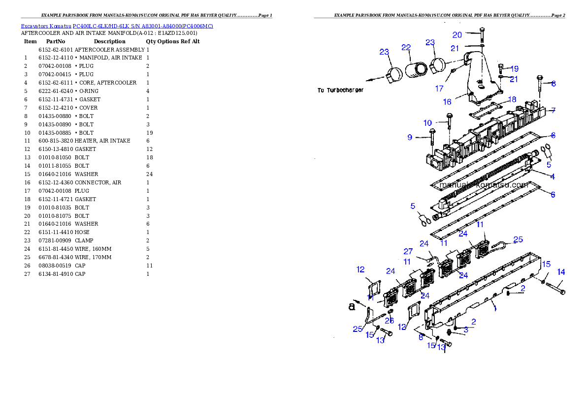 Protected: PC400LC-6LK/HD-6LK S/N A83001-A84000 Partsbook