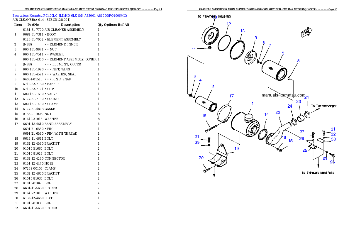 Protected: PC400LC-6LK/HD-6LK S/N A83001-A84000 Partsbook