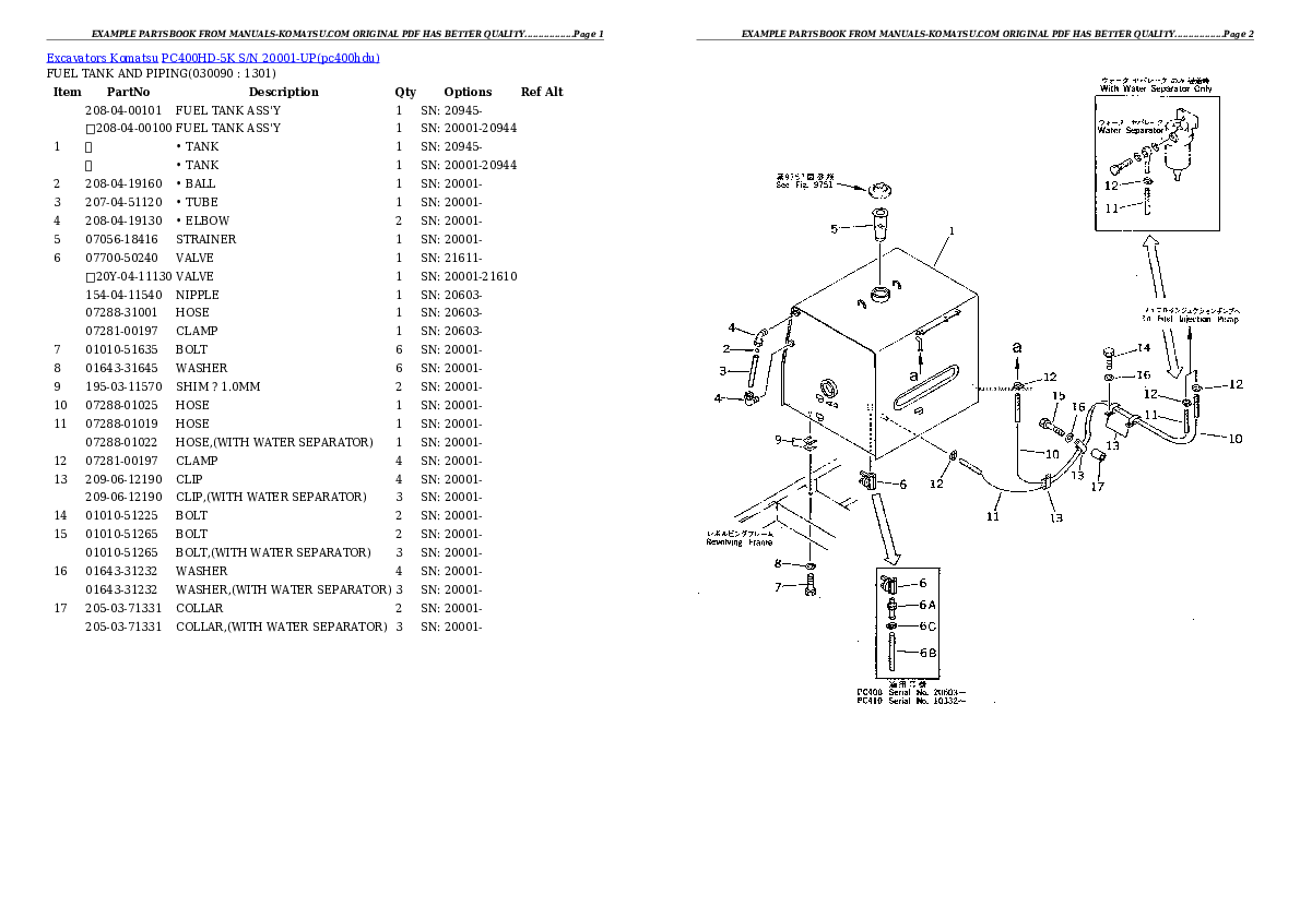 Protected: PC400HD-5K S/N 20001-UP Partsbook