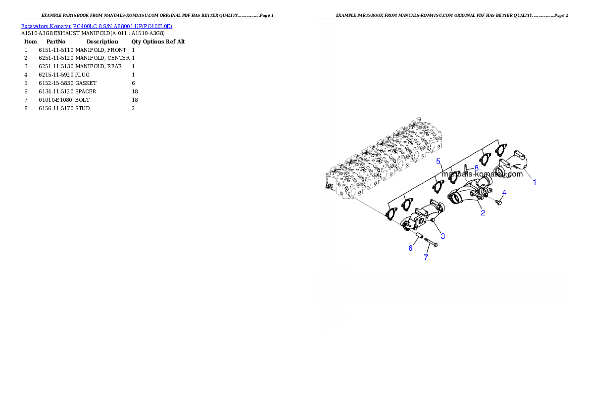 Protected: PC400LC-8 S/N A88001-UP Partsbook