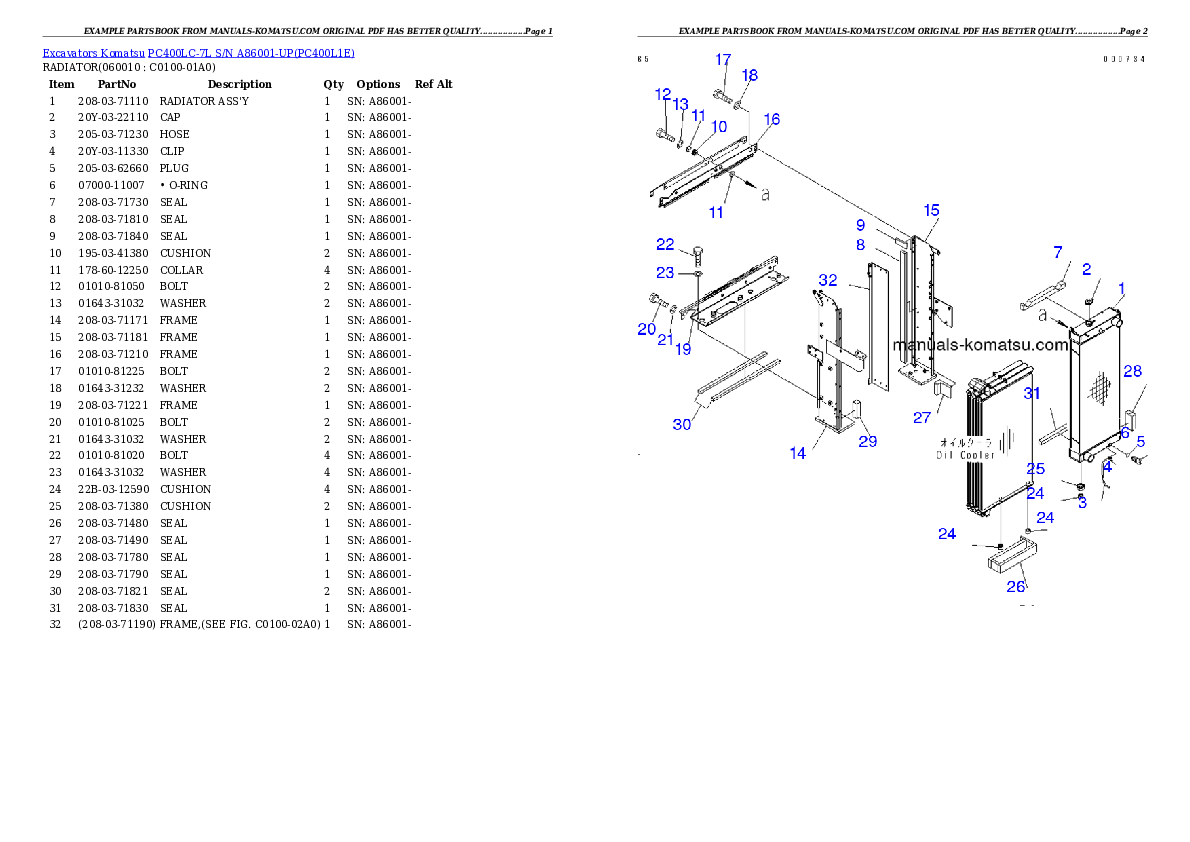 Protected: PC400LC-7L S/N A86001-UP Partsbook