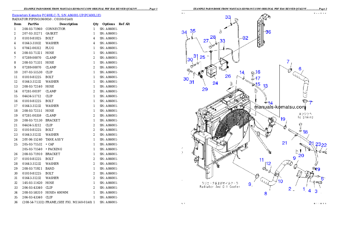 Protected: PC400LC-7L S/N A86001-UP Partsbook
