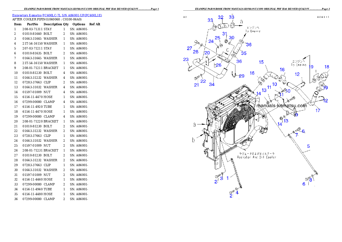 Protected: PC400LC-7L S/N A86001-UP Partsbook