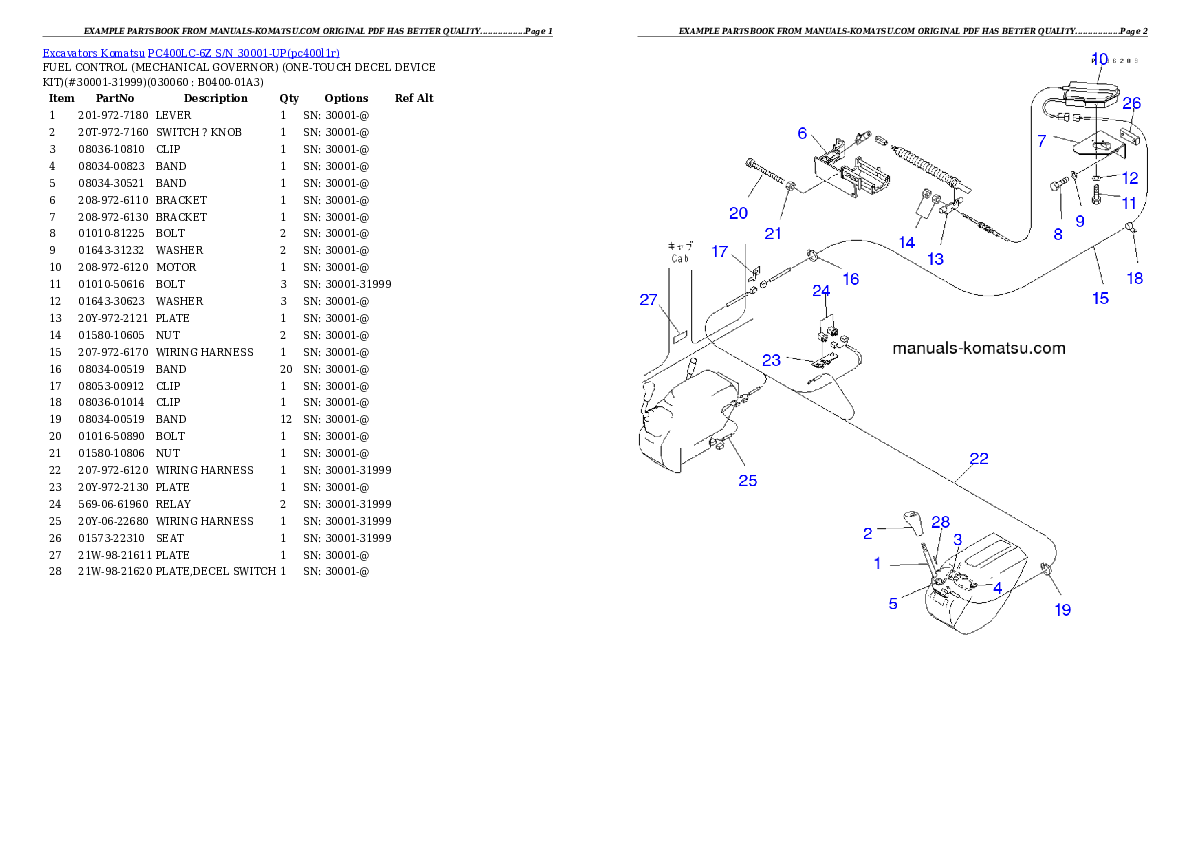 Protected: PC400LC-6Z S/N 30001-UP (Offset Spec.) Partsbook