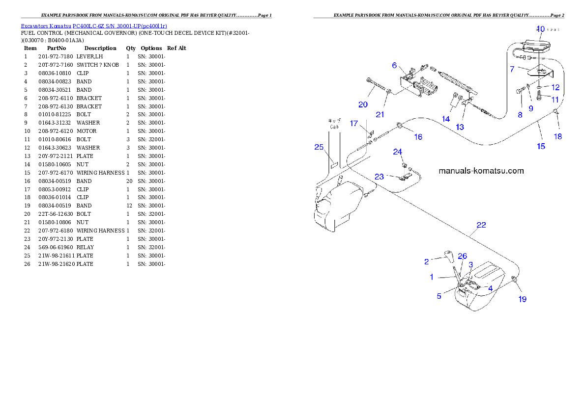 Protected: PC400LC-6Z S/N 30001-UP (Offset Spec.) Partsbook
