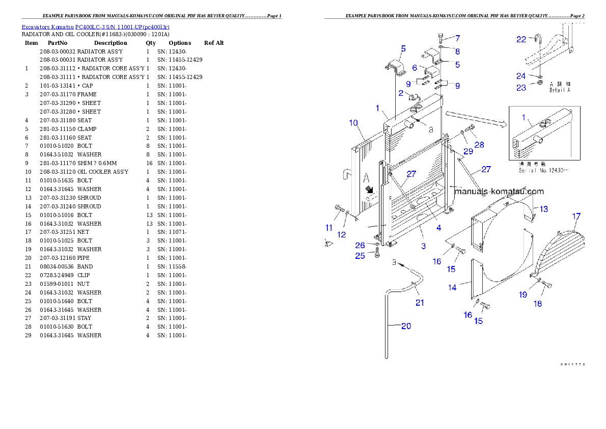 Protected: PC400LC-3 S/N 11001-UP Partsbook