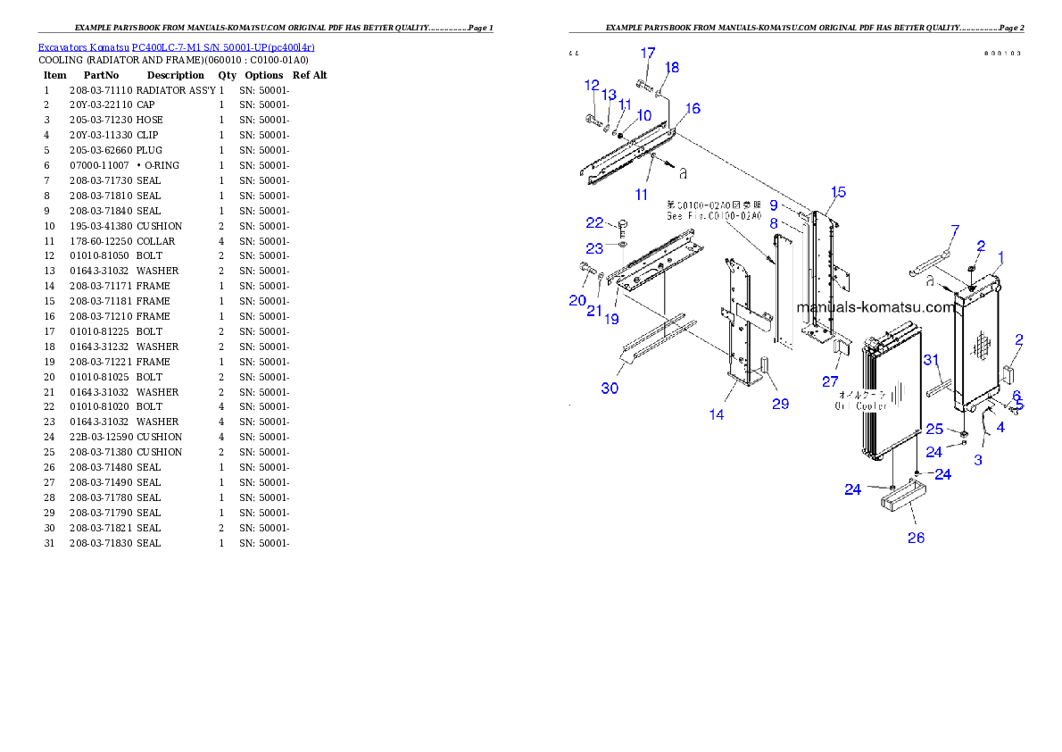 Protected: PC400LC-7-M1 S/N 50001-UP Partsbook