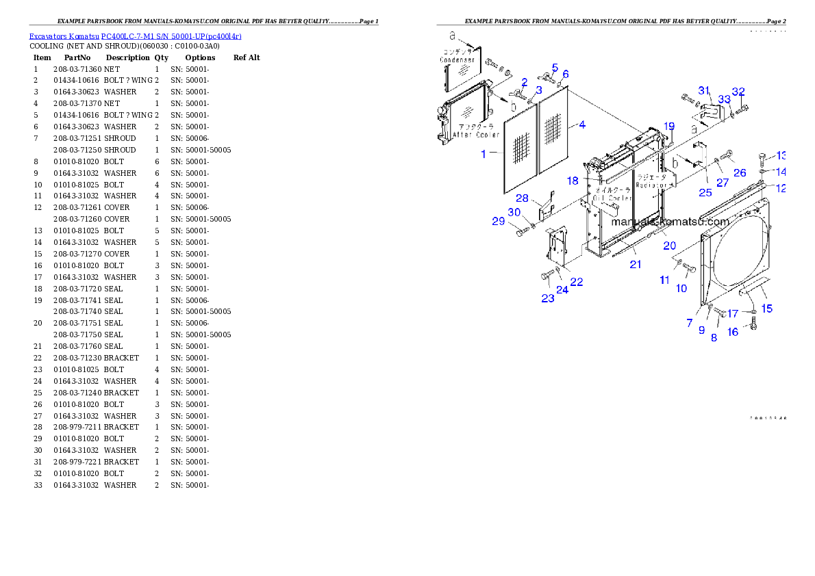 Protected: PC400LC-7-M1 S/N 50001-UP Partsbook