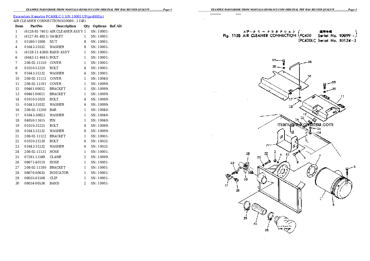 Protected: PC400LC-1 S/N 10001-UP Partsbook