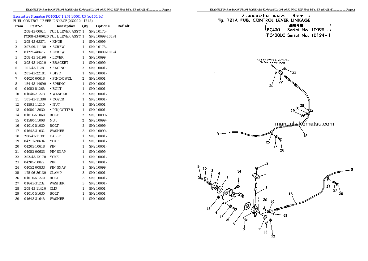 Protected: PC400LC-1 S/N 10001-UP Partsbook